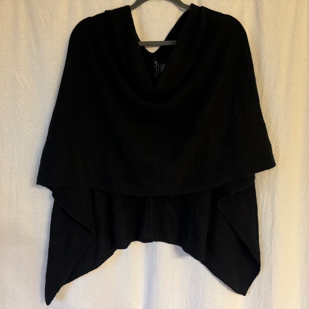 Claudia Nichole cashmere shawl cape 100% cashmere black
